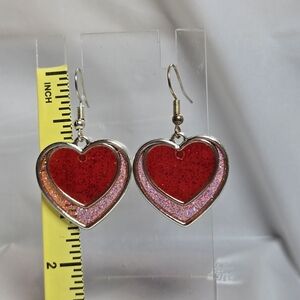 #178- Chic Heart-Shaped Red and Pink Earrings